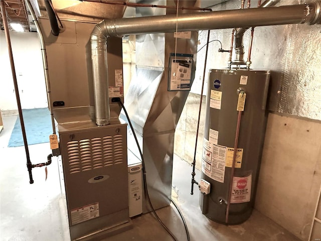 utility room with water heater