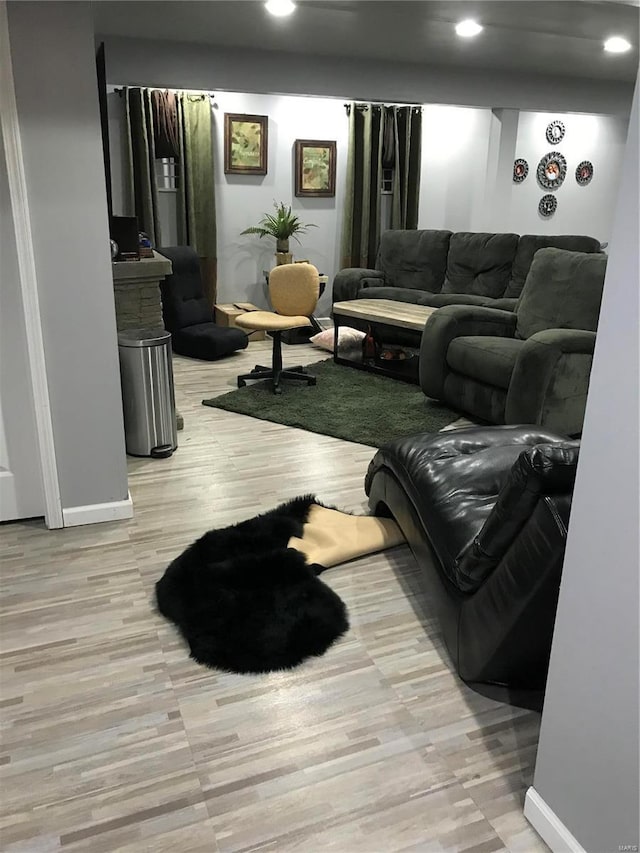 living room featuring light hardwood / wood-style flooring