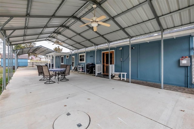 view of patio / terrace featuring ceiling fan