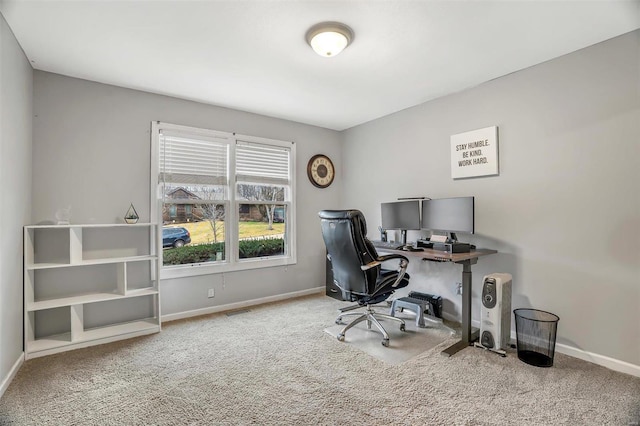 view of carpeted office space