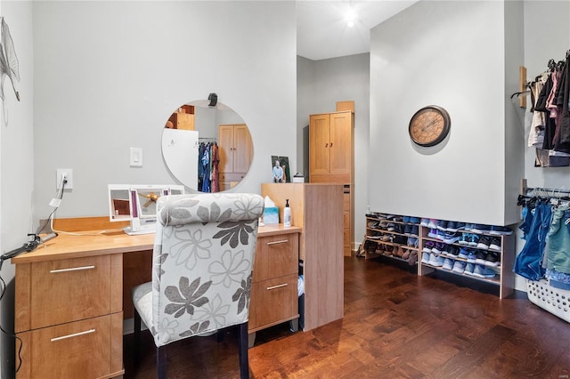 office area with dark hardwood / wood-style flooring