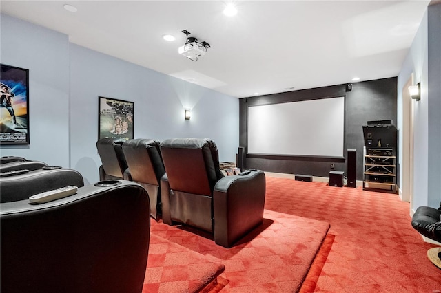 view of carpeted home theater