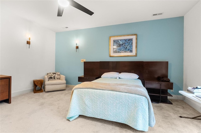 bedroom with carpet and ceiling fan