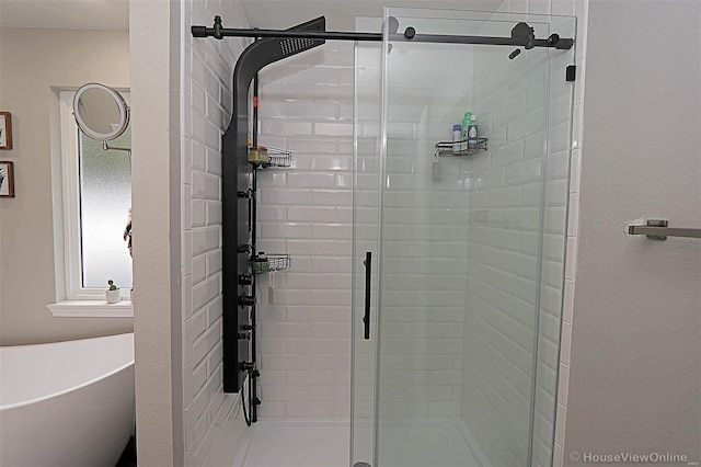 bathroom with plus walk in shower