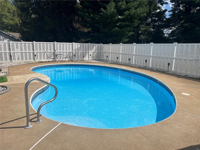 view of swimming pool featuring a patio