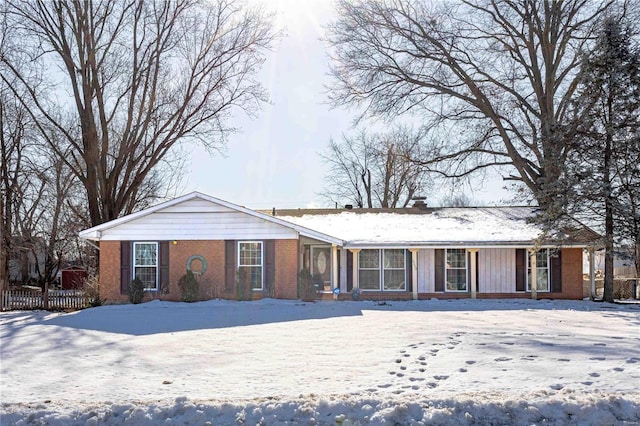 view of single story home