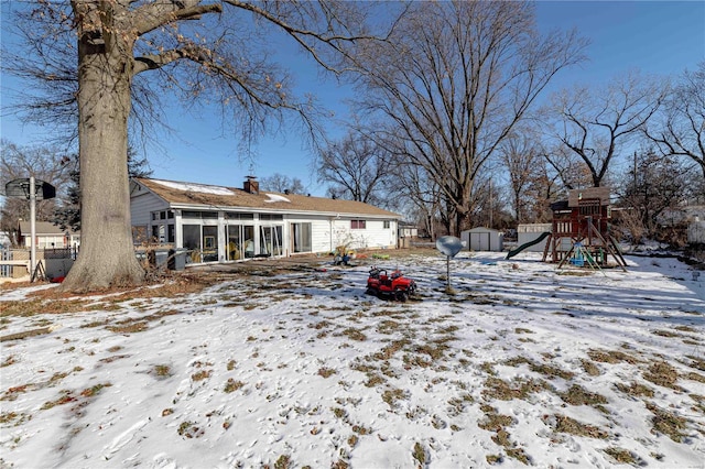 exterior space featuring a playground