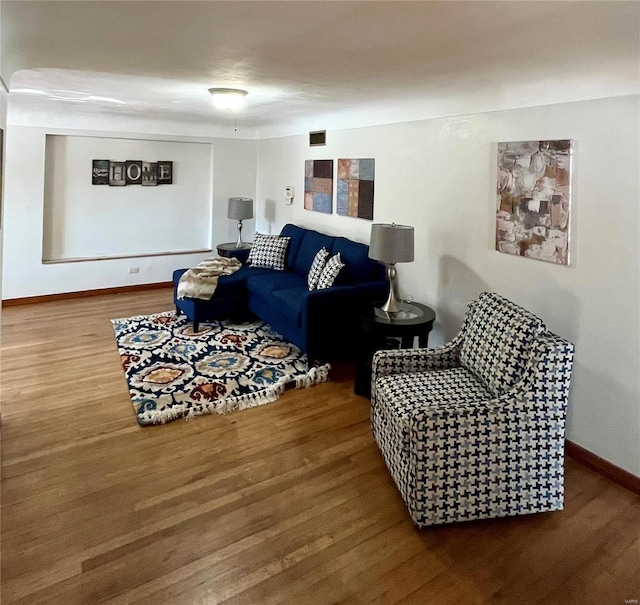 living room with wood-type flooring