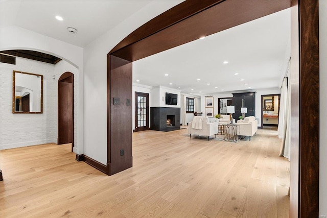 hall featuring light wood-type flooring