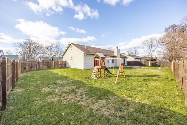 view of yard featuring a playground