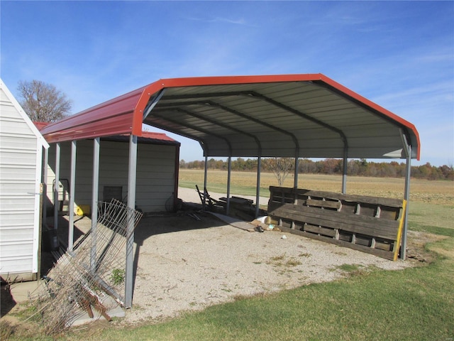 view of parking / parking lot with a carport