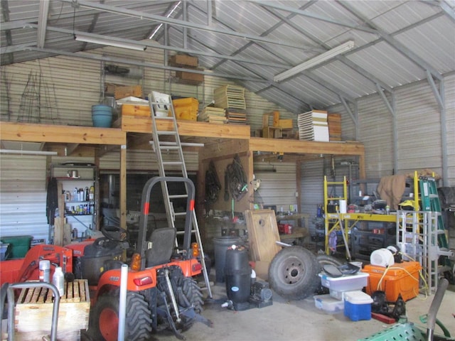 garage featuring a workshop area