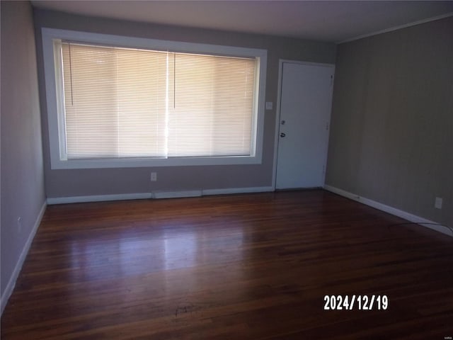 unfurnished room featuring dark wood-type flooring