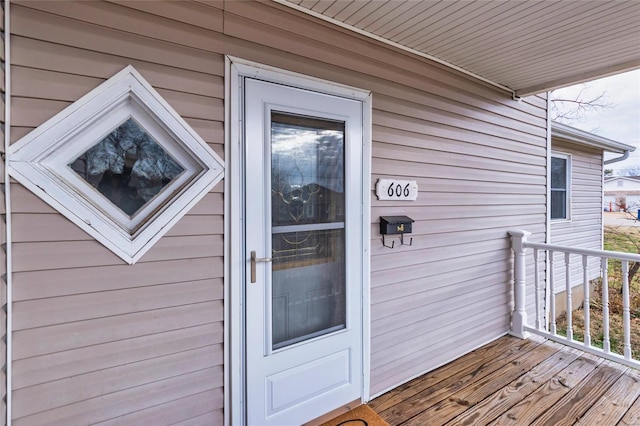 entrance to property with a porch