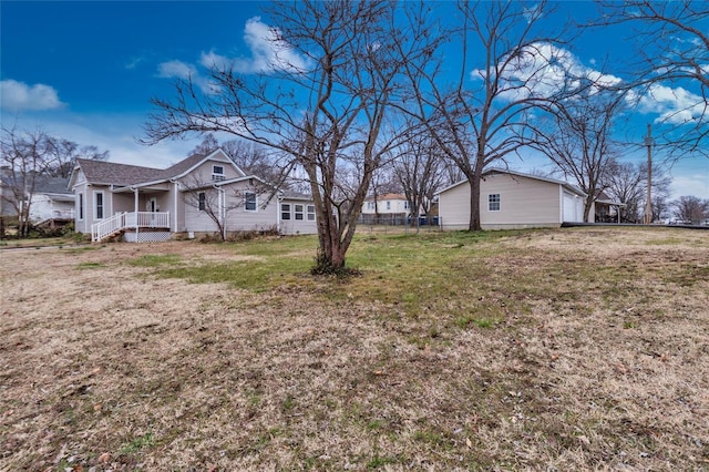 view of yard with a porch