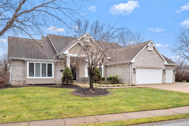 view of front facade featuring a front yard and a garage