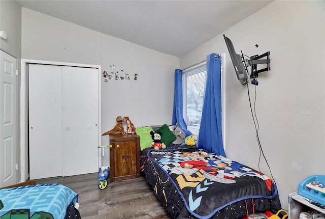 bedroom featuring a closet and hardwood / wood-style floors