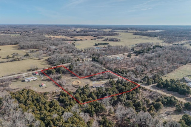 drone / aerial view featuring a rural view