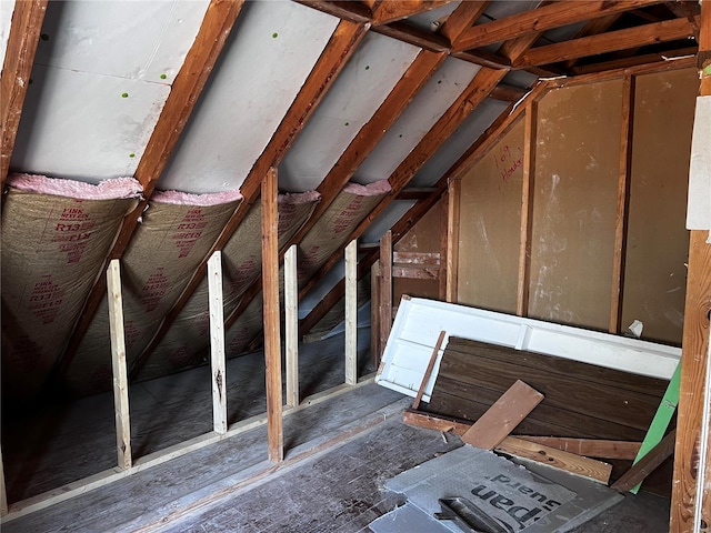 view of unfinished attic