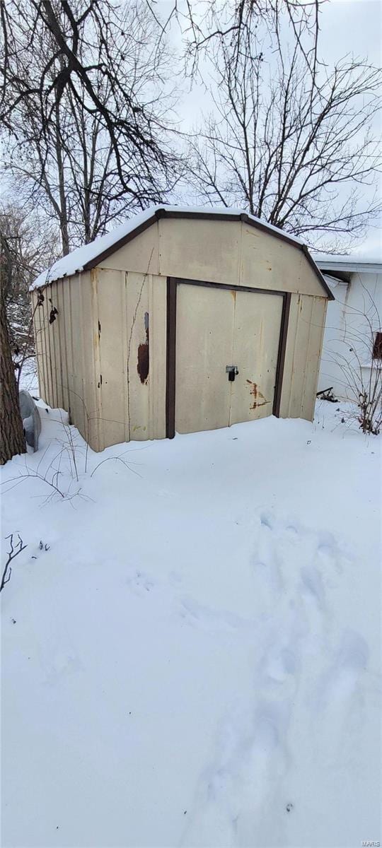 view of snow covered structure