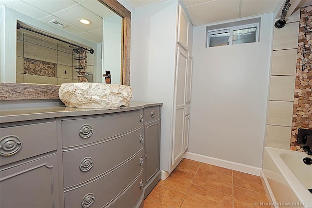 interior space featuring tile patterned flooring and sink