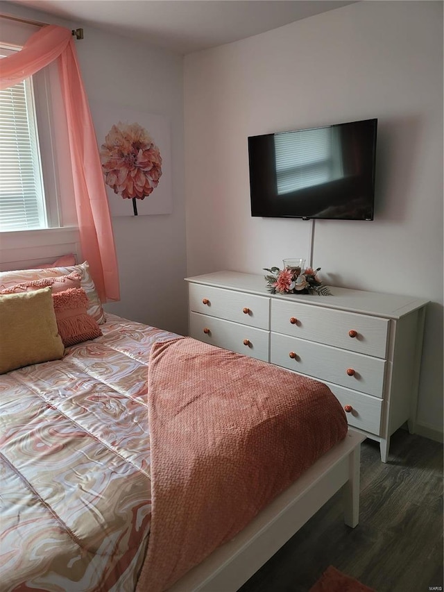 bedroom with hardwood / wood-style floors