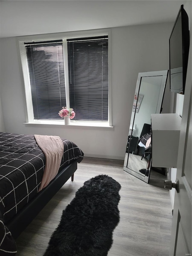 bedroom featuring light wood-type flooring