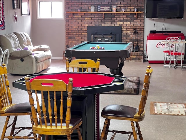 game room with pool table