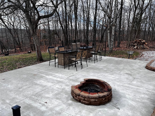 view of patio / terrace with a bar