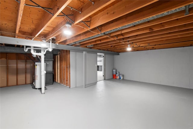 basement with water heater