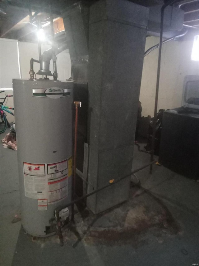 utility room with water heater