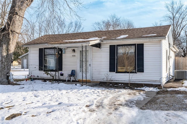 view of front of home featuring central AC unit