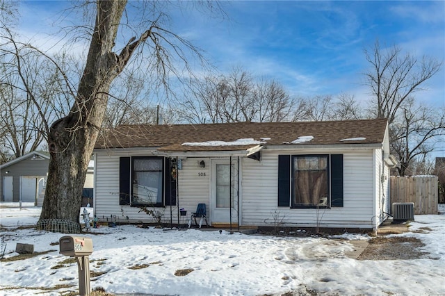 view of front of house with central AC