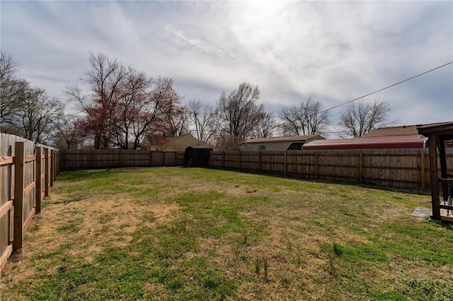 view of yard featuring a fenced backyard