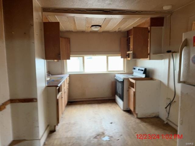 kitchen with white electric stove