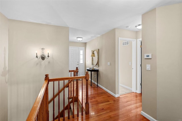 corridor with hardwood / wood-style floors