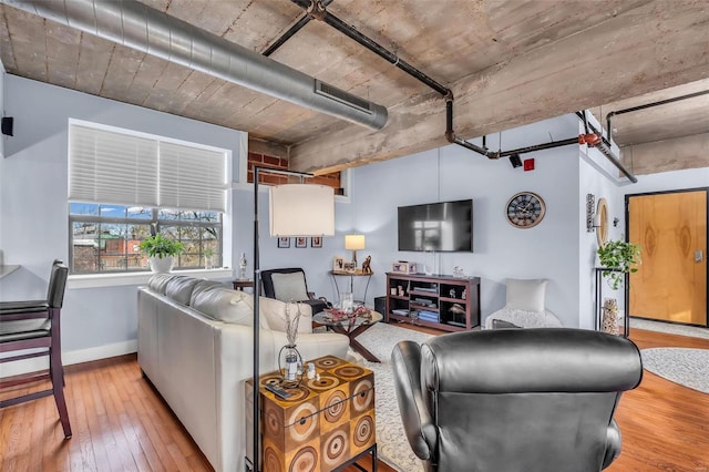 living room featuring light hardwood / wood-style flooring