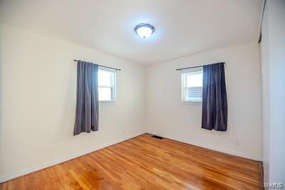 spare room featuring plenty of natural light and wood-type flooring