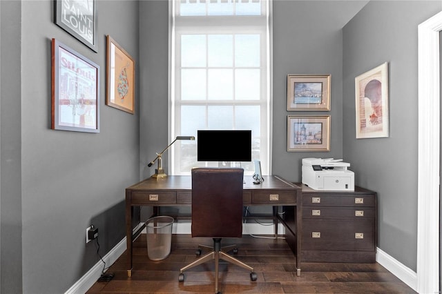 office featuring dark wood-type flooring