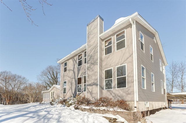 view of snow covered exterior