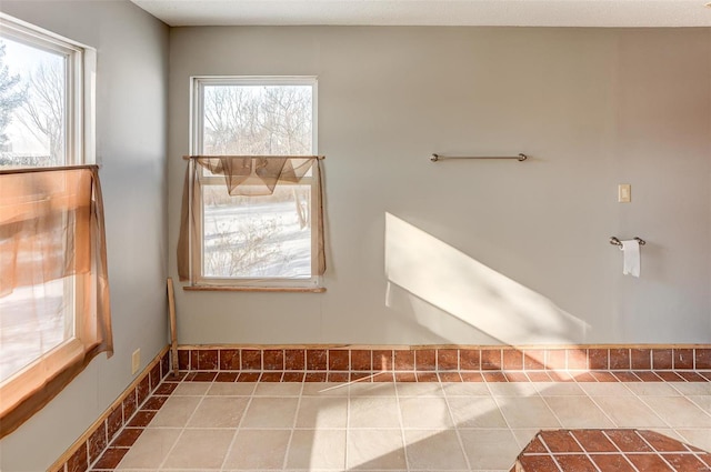 bathroom featuring plenty of natural light and tile patterned flooring