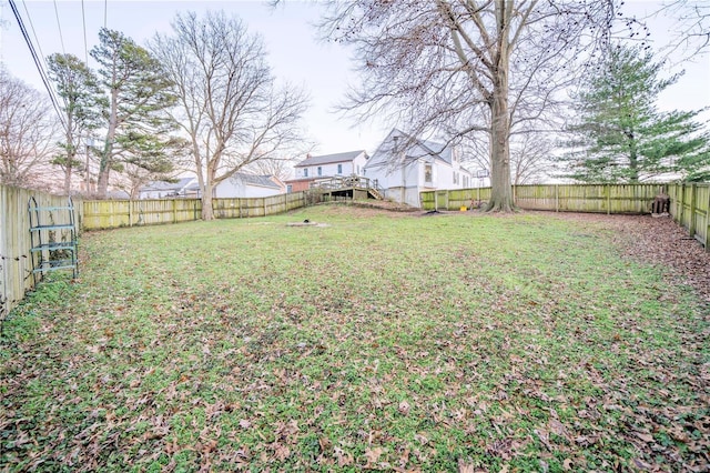 view of yard featuring a fenced backyard