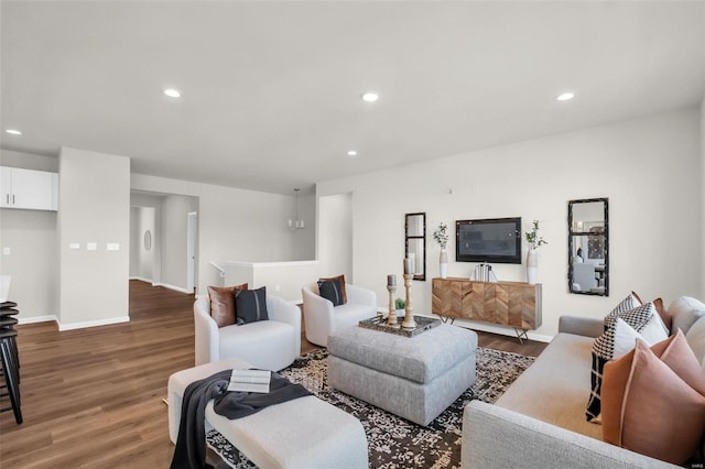 living room with wood-type flooring