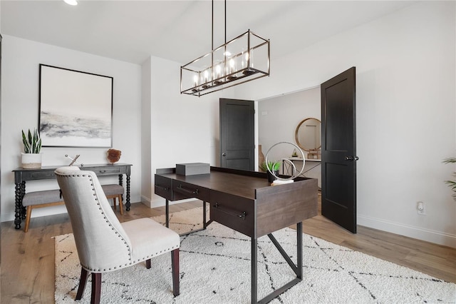 office featuring light wood-type flooring