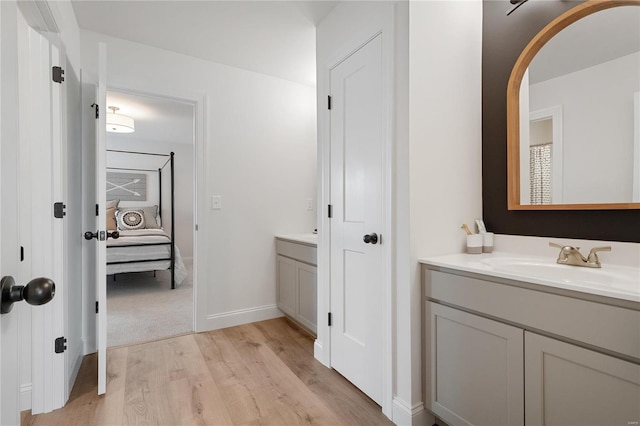 bathroom featuring wood-type flooring and vanity