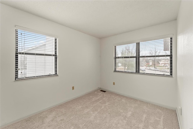 spare room featuring light colored carpet and a wealth of natural light