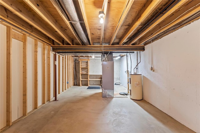 basement featuring water heater