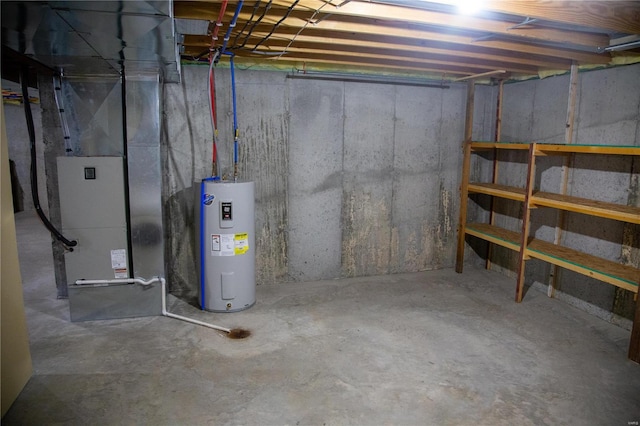 basement with electric water heater