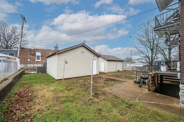 exterior space with a lawn and a wooden deck