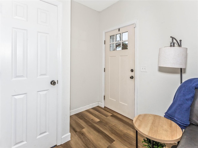 foyer entrance with dark hardwood / wood-style floors